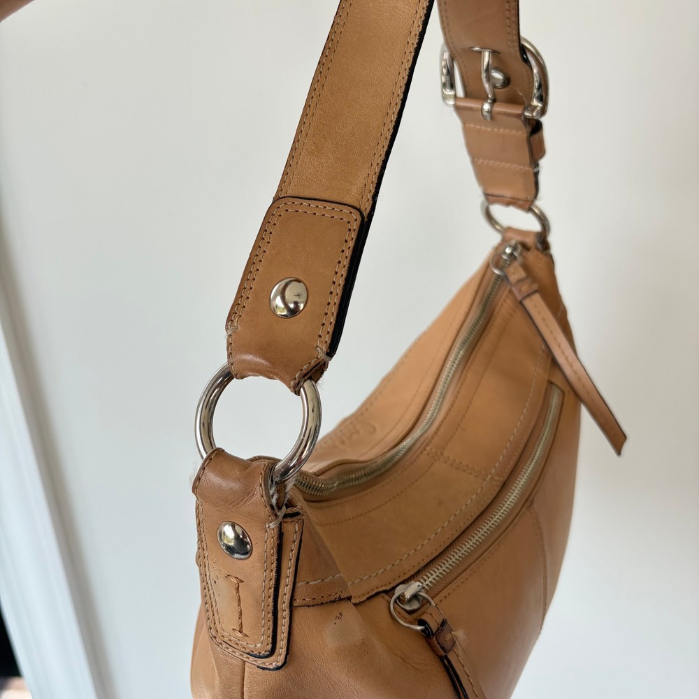 Coach Ergo Pleated Hobo Tan Leather Shoulder Bag F13730 Vintage Buckle Strap - Picture 15 of 15